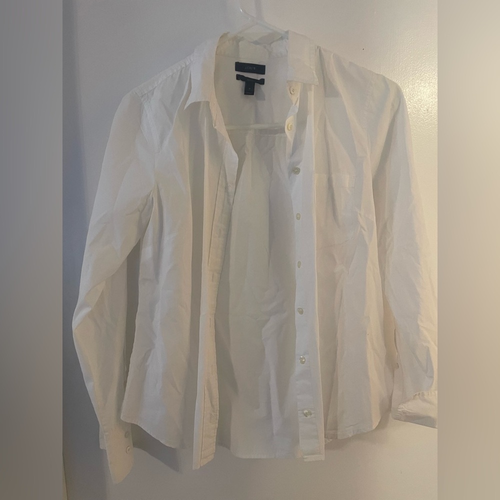 J Crew Classic White Button-Up Shirt